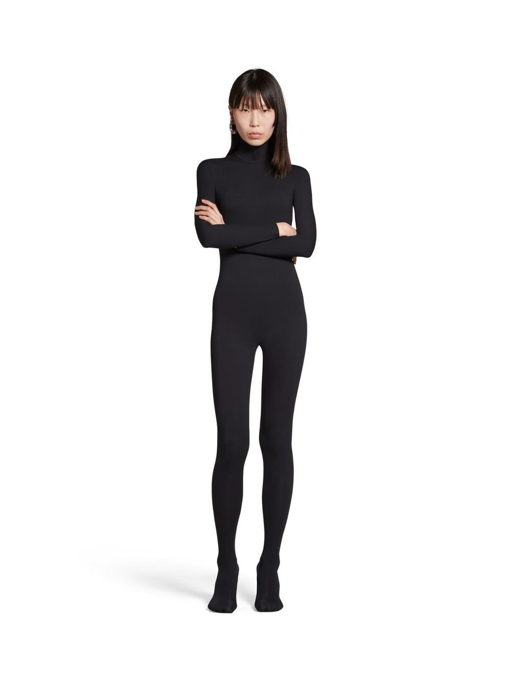 BALENCIAGA Catsuit Jumper Black Long-Sleeve Turtleneck Body Suit size 39 shoes